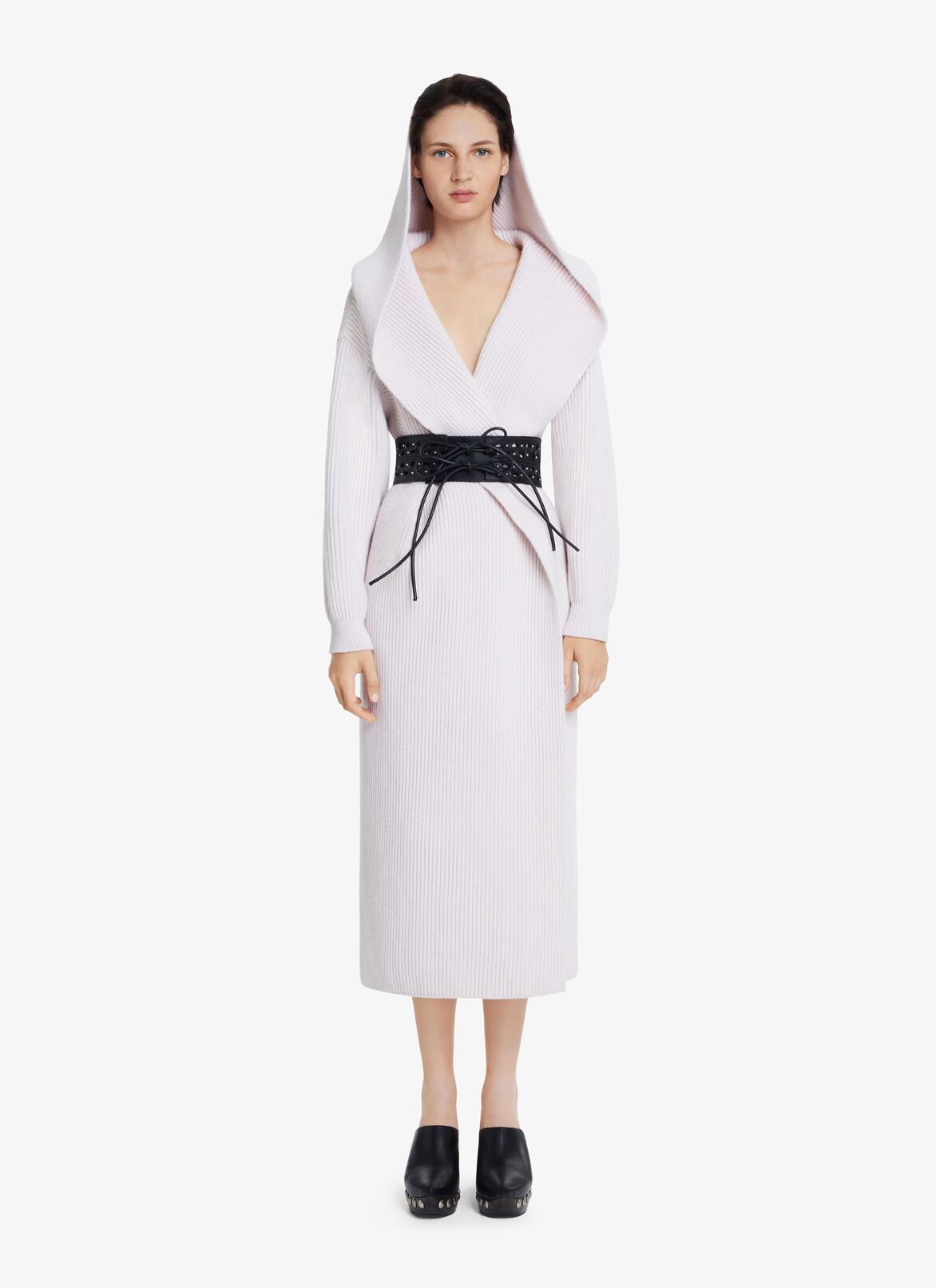 LARGE RIBBED HOODED COAT ALAÏA POUDRE LARGE RIBBED HOODED COAT